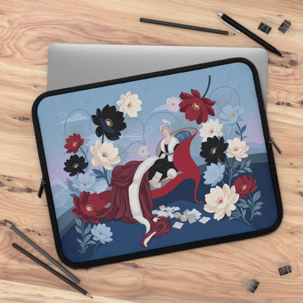 💌🌺 The Lady Of The Scarlet Love Letters Laptop Sleeve – Art Deco Floral Romance