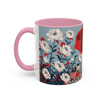 ❤️🌺 The Scarlet Parasol Spectacle Colorful Mug – Art Deco Fashion Elegance
