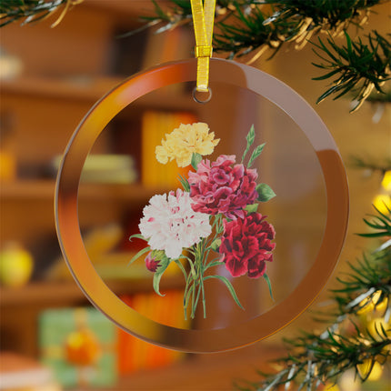 Carnation botanical illustration by Pierre-Joseph Redouté Glass Ornament