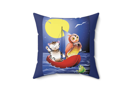 Embarking on a Moonlit Journey Spun Polyester Square Pillow