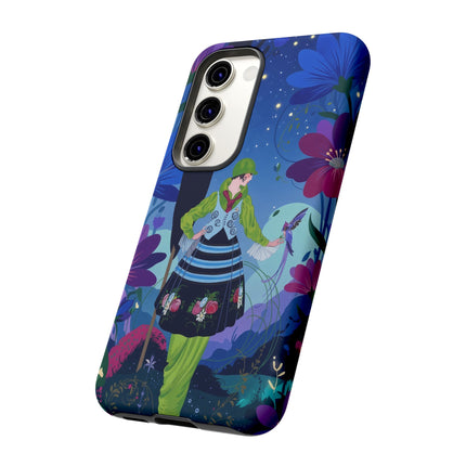 🌸🐦 The Lady Of The Midnight Bird Garden Phone Case – Art Deco Floral Fantasy