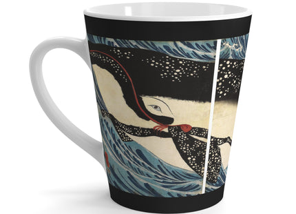 Miyamoto no Musashi Attacking the Giant Whale by Utagawa Kuniyoshi Latte Mug