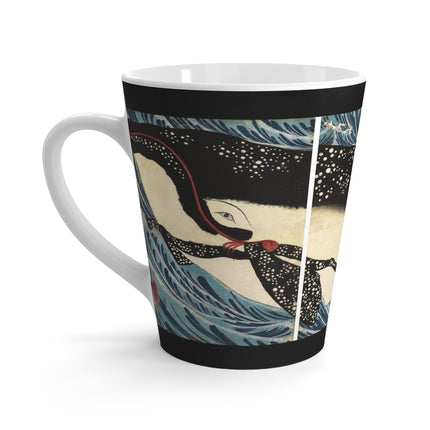 Miyamoto no Musashi Attacking the Giant Whale by Utagawa Kuniyoshi Latte Mug
