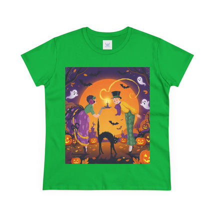 🎃🕯️ The Midnight Halloween Greeting Cotton Tee – Vintage Halloween Charm