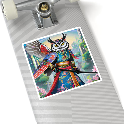 Cyberpunk Samurai Owl Kiss-Cut Stickers (4 Sizes)