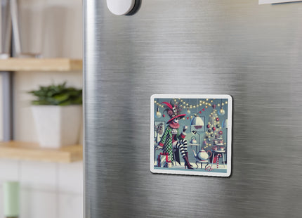 Whimsical Christmas Tea Party Die-Cut Magnets (5 Sizes)