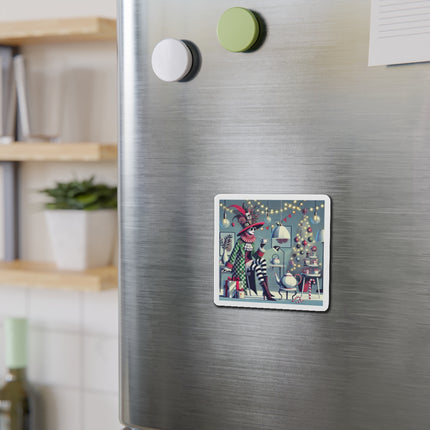 Whimsical Christmas Tea Party Die-Cut Magnets (5 Sizes)