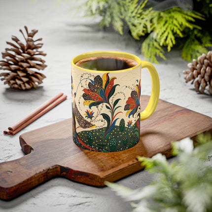 🌺🦋 The Enchanted Floral Voyage Colorful Mug – Art Deco Botanical Whimsy