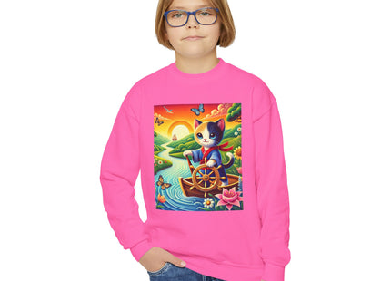 Sailor Kitten’s River Adventure Youth Crewneck Sweatshirt