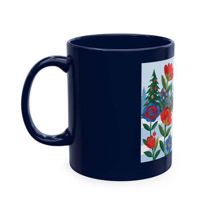 🌹🎄 The Lady Of The Holiday Roses Ceramic Mug – Art Deco Christmas Elegance