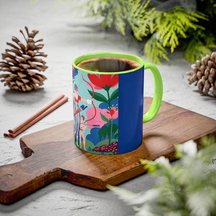 The Lady Of The Scarlet Bow Colorful Mugs – Art Deco Botanical Archer Elegance