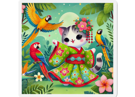 Parrot Dance of the Geisha Kitten Die-Cut Magnets (5 Sizes)