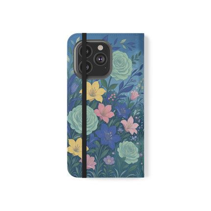 🌸💙 The Lovers In The Enchanted Garden Flip Case – Art Deco Floral Romance