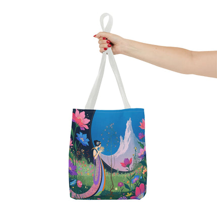 🌸🏔️ The Lady Of The Mountain Garden Tote Bag – Art Deco Floral Fantasy