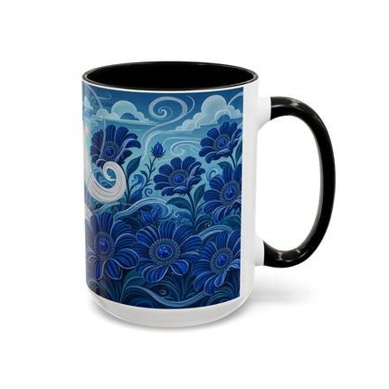 💙🌸 The Sapphire Wind Dancer Colorful Mug – Art Deco Floral Fantasy