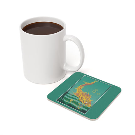 Golden Serenity Cork Back Coaster