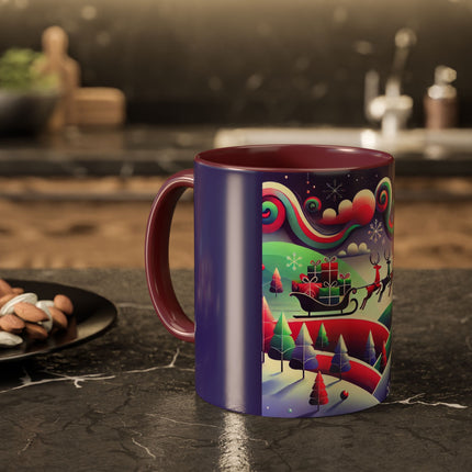 Festive Reindeer Flight Colorful Mugs (11oz, 15oz)
