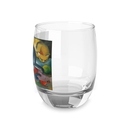 Two Cats, Blue and Yellow by Franz Marc Whiskey Glass