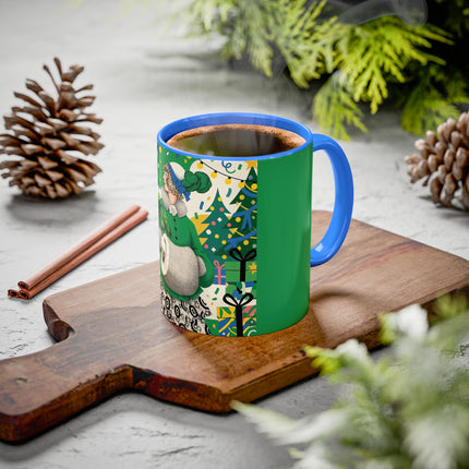 🍀🎄 The Emerald Holly Christmas Colorful Mug – Art Deco Holiday Elegance