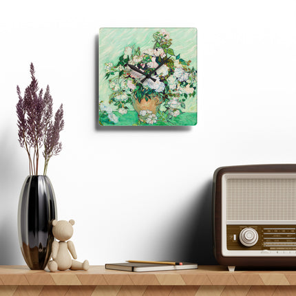 Roses by Vincent Van Gogh Acrylic Wall Clock, Round and Square