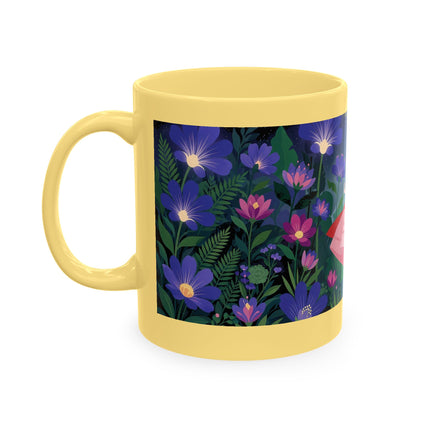 🌙🌺 The Lady Of The Midnight Flower Garden Ceramic Mug – Art Deco Floral Elegance