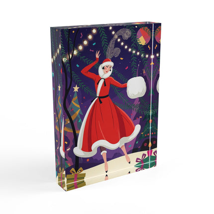🎄❄️ The Christmas Snowball Dance Acrylic Art Block – Whimsical Holiday Fashion Fantasy