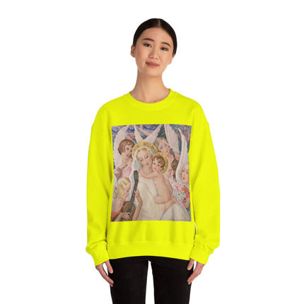 Madonna with Child Surrounded by Musical Angels by Gerda Wegener Heavy Blend™ Crewneck Sweatshirt