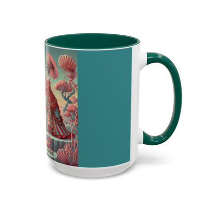 Cherry Blossom Courtesans & Crimson Crab Colorful Mug – Imperial Elegance & Playful Charm