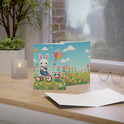 🌸🐦 The Willow Garden Maiden Greeting Card – Whimsical Japanese Garden
