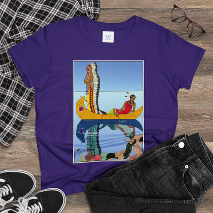 Le long du Missouri (Indian couple in a canoe on the Missouri River) by George Barbier Women's Midweight Cotton Tee