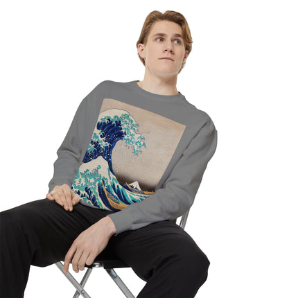 The Great Wave off Kanagawa by Katsushika Hokusai Garment-Dyed Sweatshirt