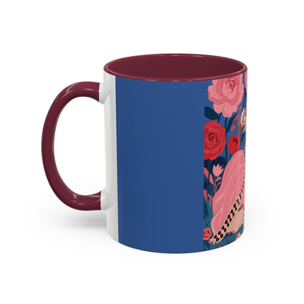 The Lady And The Scarlet Macaw Colorful Mugs – Art Deco Floral Elegance