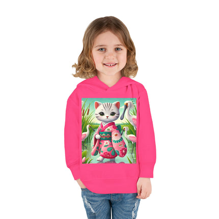 Geisha Kitten Strolls Among the Spoonbills Toddler Pullover Fleece Hoodie