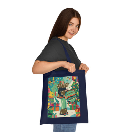 🎄🎁 The Lady Of The Christmas Ornament Cotton Tote Bag – Art Deco Holiday Fantasy