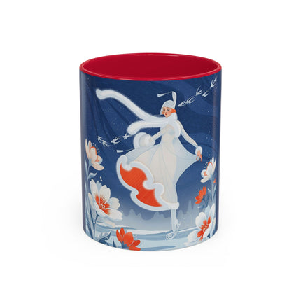 ❄️⛸️ The Winter Skater’s Flight Colorful Mug – Art Deco Floral Fantasy