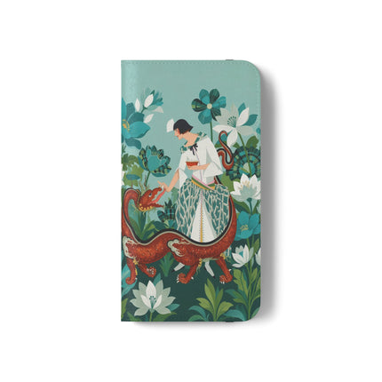 🐉🌿 The Dragon Keeper Flip Case – Art Deco Floral Fantasy