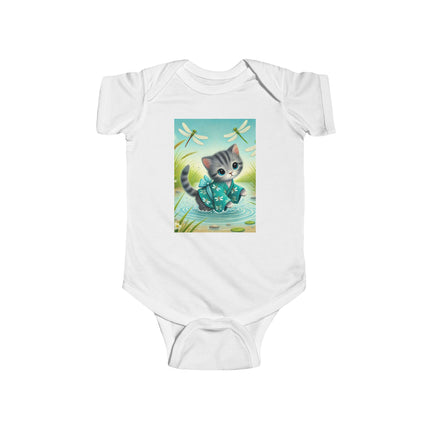 Dragonfly Marsh Romp Baby Bodysuit – Whimsical Kitten & Dragonfly Design