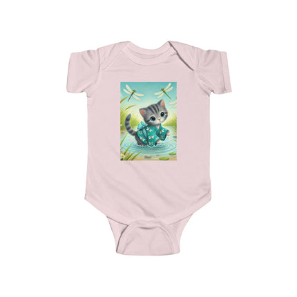 Dragonfly Marsh Romp Baby Bodysuit – Whimsical Kitten & Dragonfly Design
