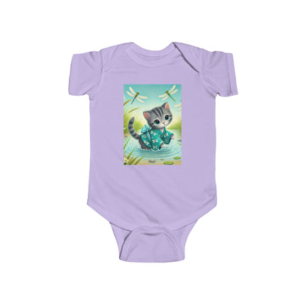 Dragonfly Marsh Romp Baby Bodysuit – Whimsical Kitten & Dragonfly Design