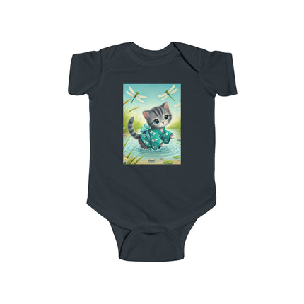 Dragonfly Marsh Romp Baby Bodysuit – Whimsical Kitten & Dragonfly Design