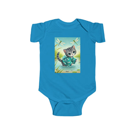Dragonfly Marsh Romp Baby Bodysuit – Whimsical Kitten & Dragonfly Design