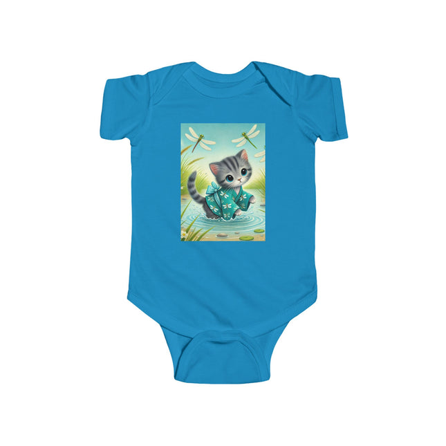 Dragonfly Marsh Romp Baby Bodysuit – Whimsical Kitten & Dragonfly Design