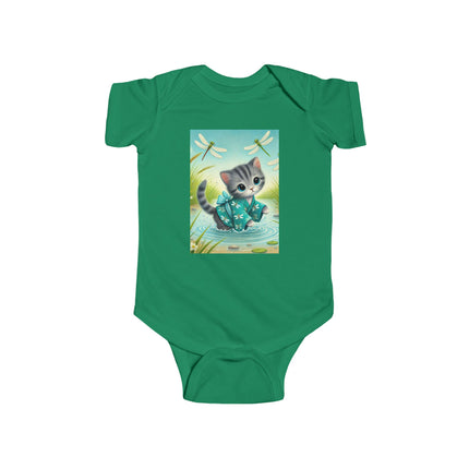 Dragonfly Marsh Romp Baby Bodysuit – Whimsical Kitten & Dragonfly Design