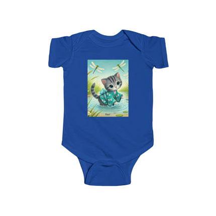 Dragonfly Marsh Romp Baby Bodysuit – Whimsical Kitten & Dragonfly Design