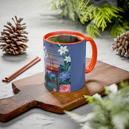 Whispers to the Golden Songbird Colorful Mugs – Art Deco Garden Elegance