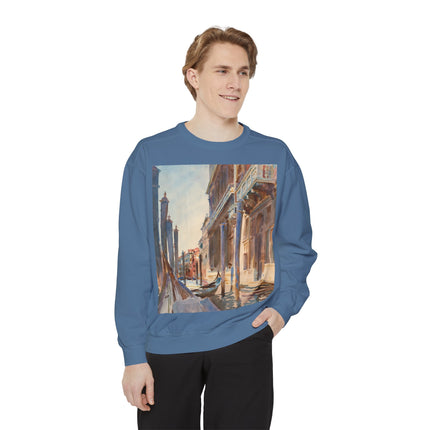Gondola Moorings on the Grand Canal by John Singer Sargent Unisex Garment-Dyed Sweatshirt