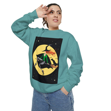 A Witch’s Moonlit Flight Unisex Garment-Dyed Sweatshirt