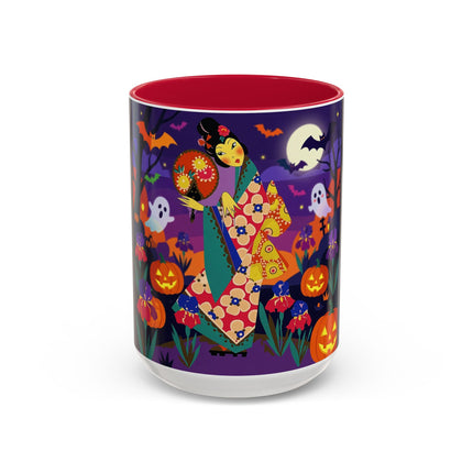 🌙🎃 The Moonlit Garden Masquerade Colorful Mug – Floral Halloween Charm