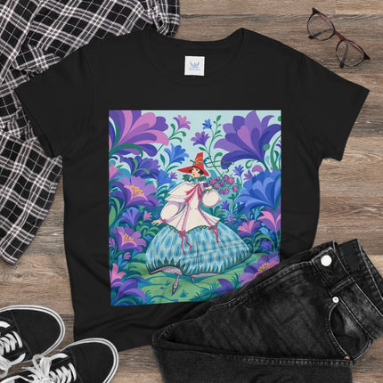 🌸🎶 The Garden Melody Cotton Tee – Art Deco Floral Whimsy