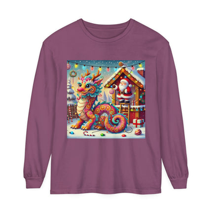 Playful Dragon's Christmas Unisex Garment-dyed Long Sleeve T-Shirt